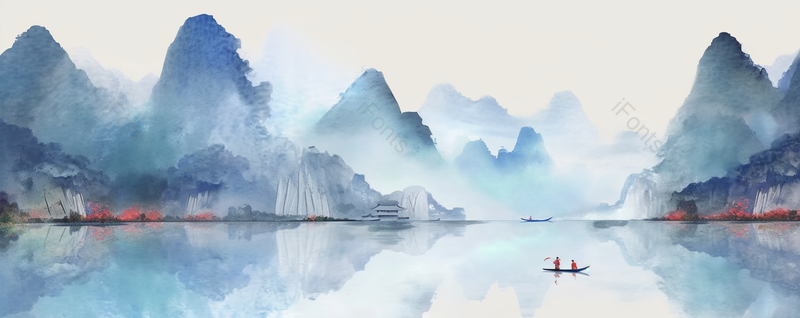 新中式风格绿水青山水墨画插图背景,插画/手绘图,插画/手绘图库,插画/手绘图下载,插画/手绘